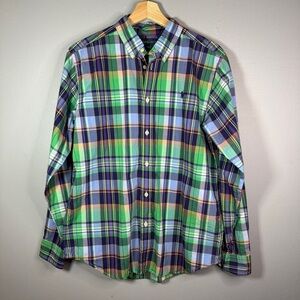 Ralph Lauren Women’s Green and Blue Plaid Shirt